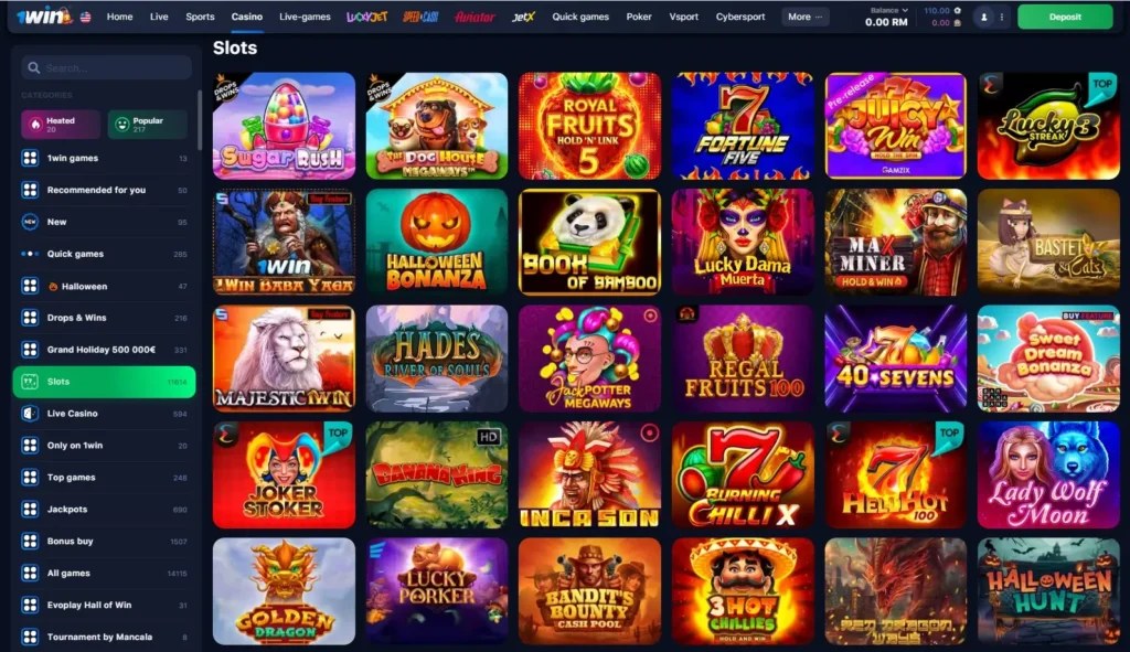 Các trò chơi slot của sòng bạc trực tuyến 1WIN