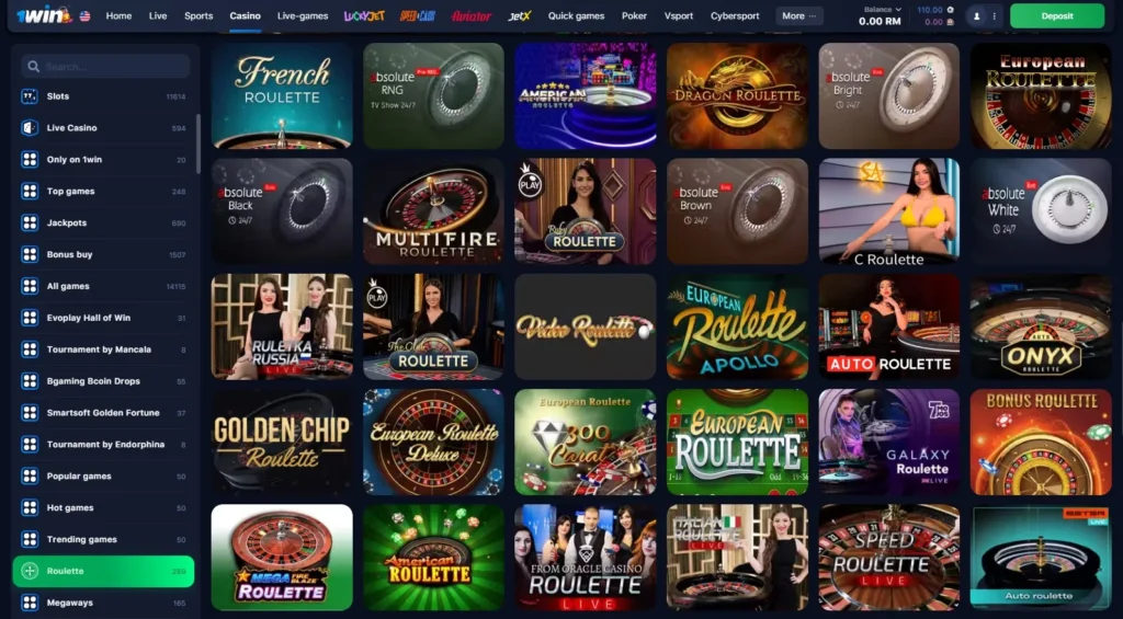 Live roulette in 1WIN Online Casino